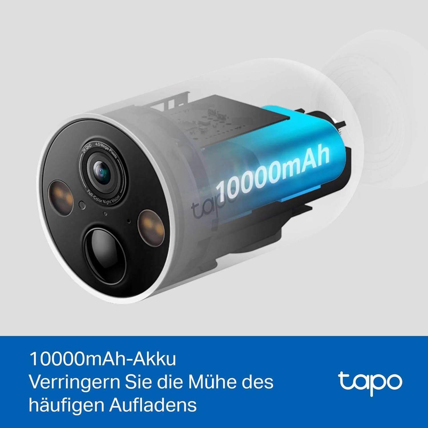 TP-Link Tapo C425 Außenkamera Akku mit Magnetischer Basis, 2K Akku