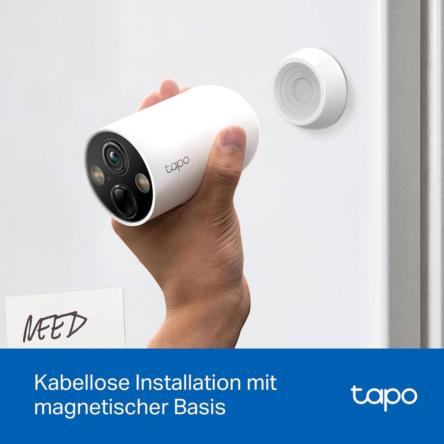 TP-Link Tapo C425 Außenkamera Akku mit Magnetischer Basis, 2K Akku