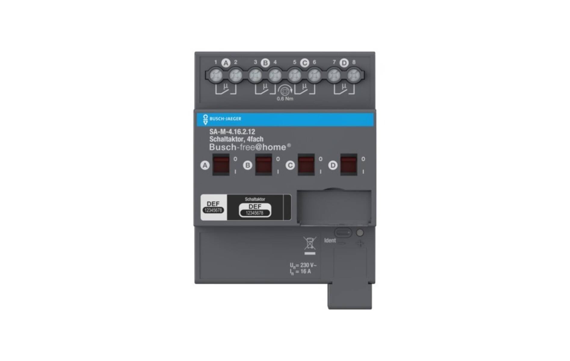 Busch-Jaeger Schaltaktor,4-fach 16 A SA-M-4.16.2.12