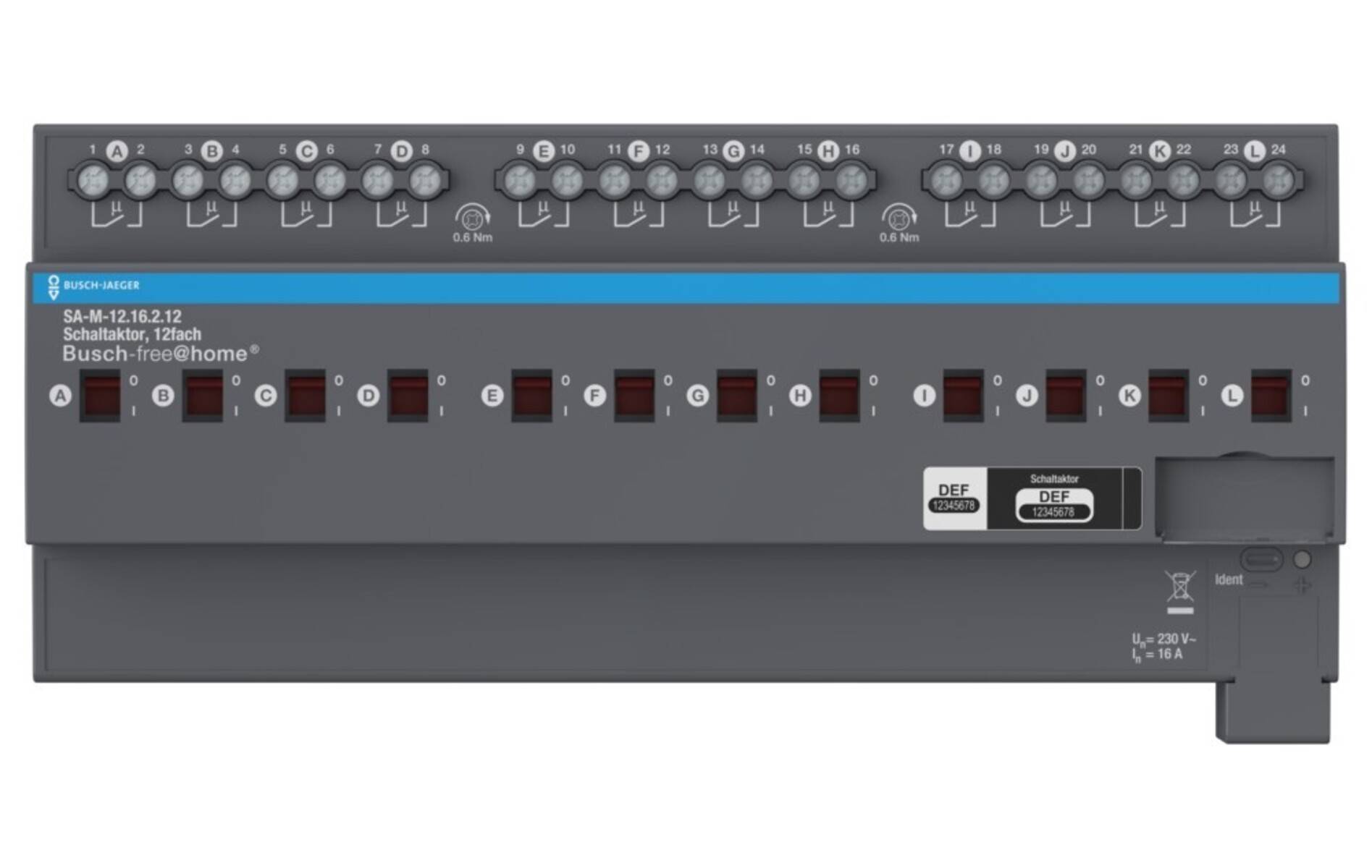 Busch-Jaeger Schaltaktor, 12fach 16 A SA-M-12.16.2.12