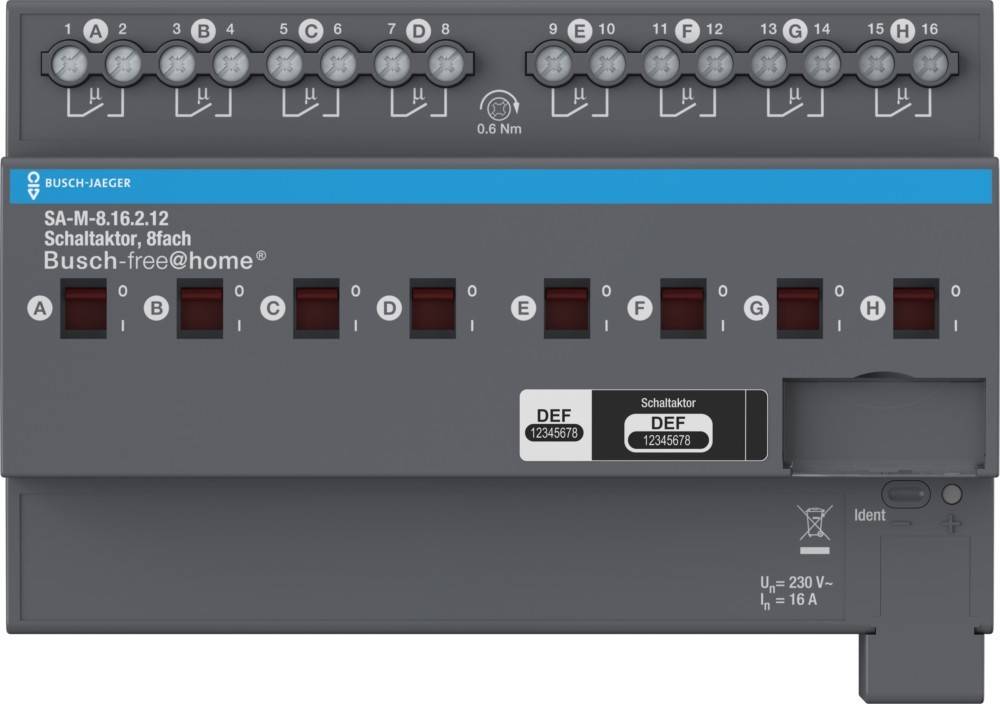 Busch-Jaeger Schaltaktor, 8fach 16 A SA-M-8.16.2.12