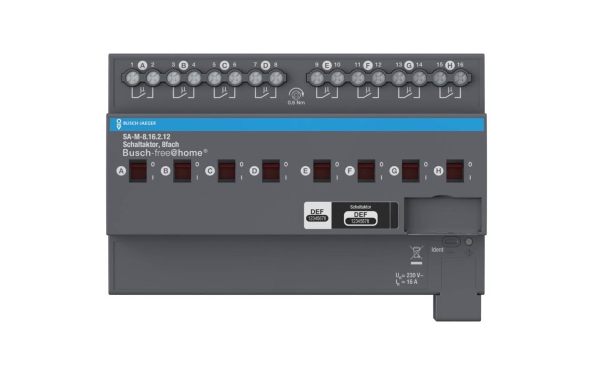 Busch-Jaeger Schaltaktor, 8fach 16 A SA-M-8.16.2.12