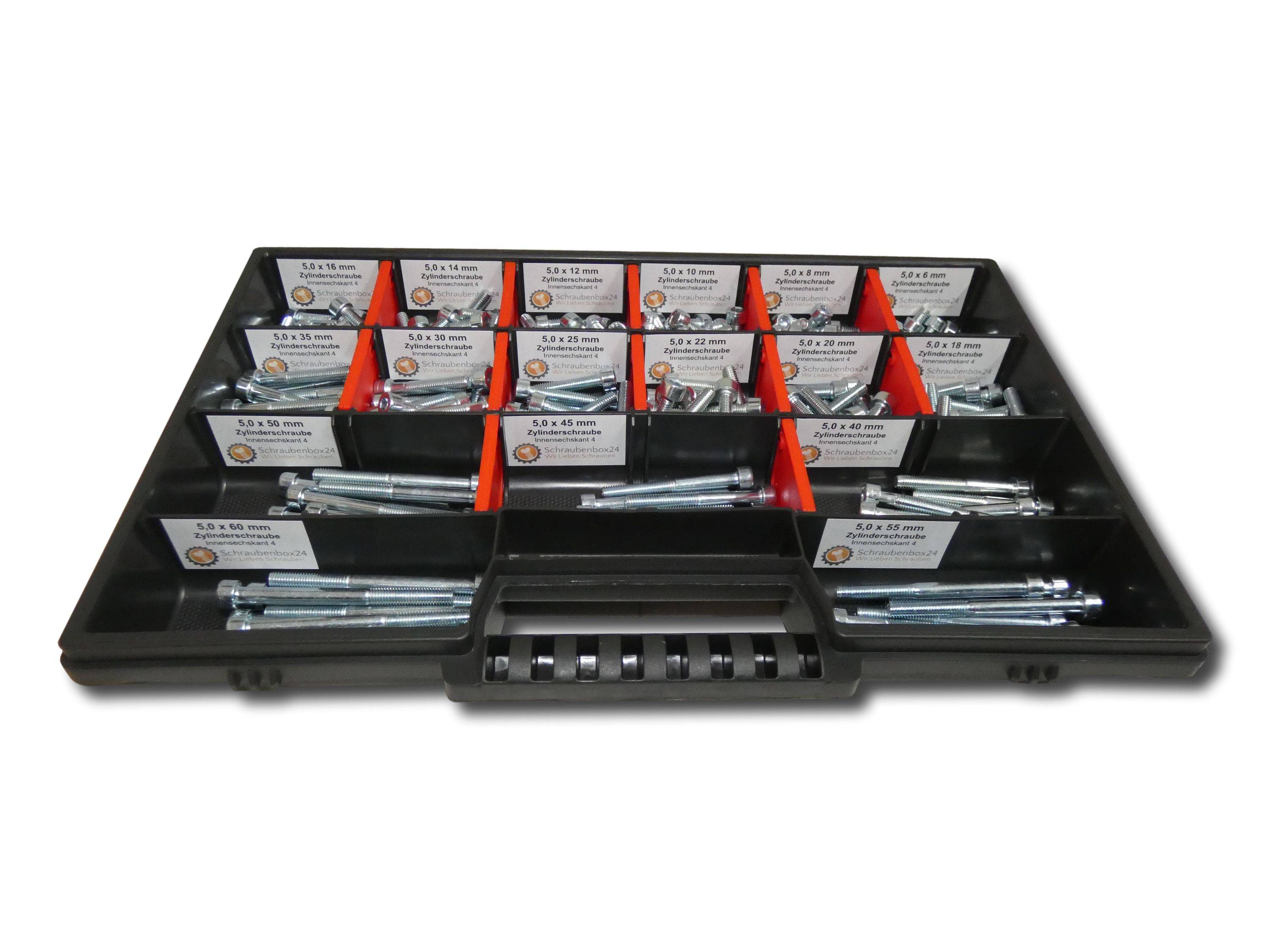 300 tlg Zylinderschrauben Sortiment M5 // 6mm-60mm Schrauben Set Schraubenbox DIN 912/ISO4762 Bolzen Vollgewindeschrauben Maschinenschrauben