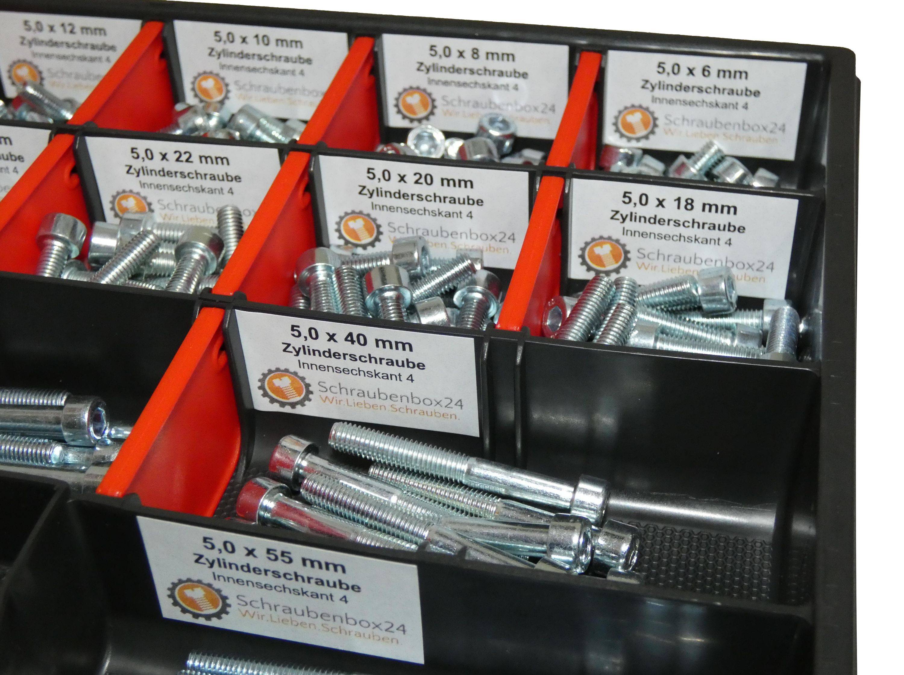 300 tlg Zylinderschrauben Sortiment M5 // 6mm-60mm Schrauben Set Schraubenbox DIN 912/ISO4762 Bolzen Vollgewindeschrauben Maschinenschrauben