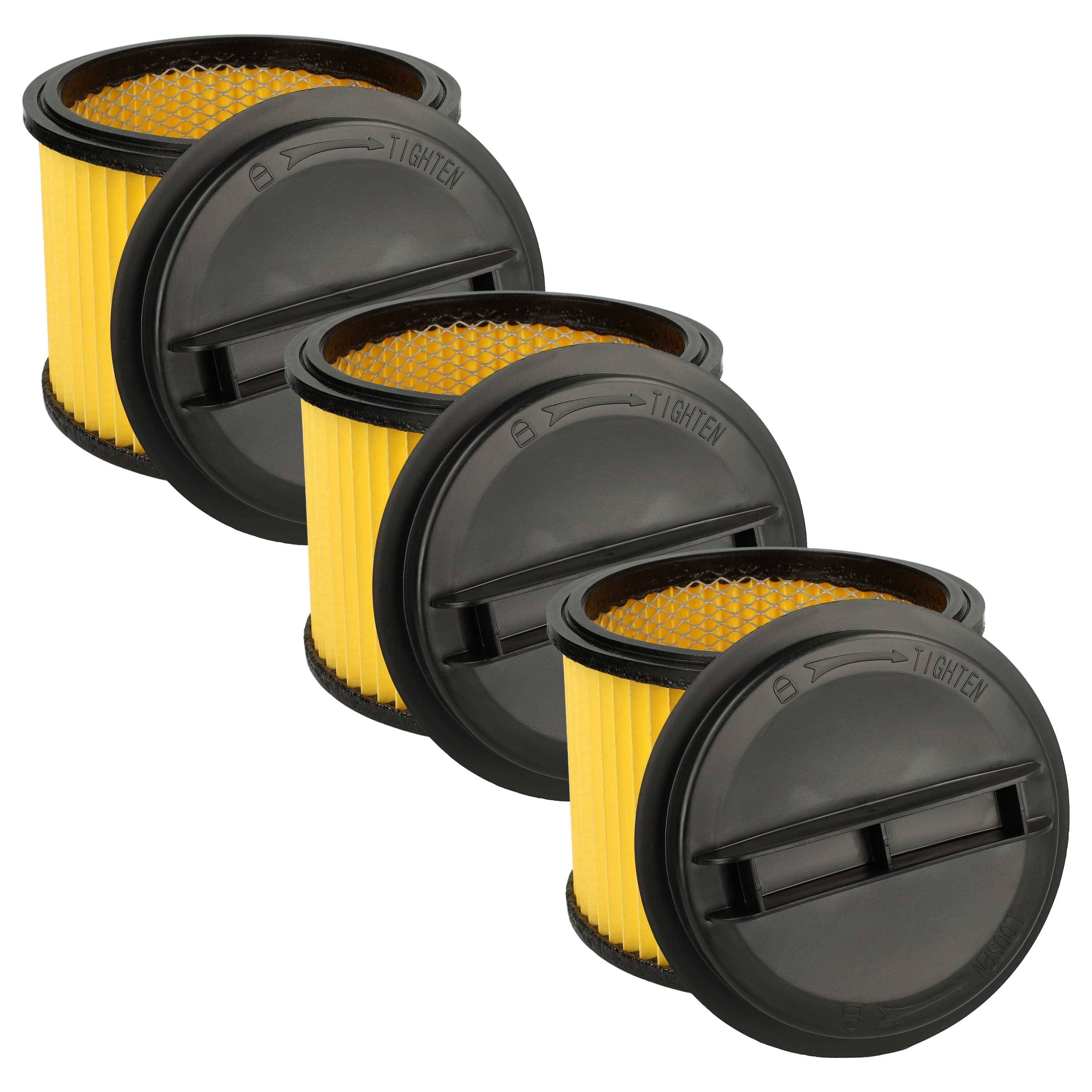 vhbw 3x Faltenfilter kompatibel mit Einhell RT-VC 1500, RT-VC 1600 E, RT-VC 1630 SA, RT-VC 1525 SA Staubsauger - Patronenfilter Gelb Schwarz