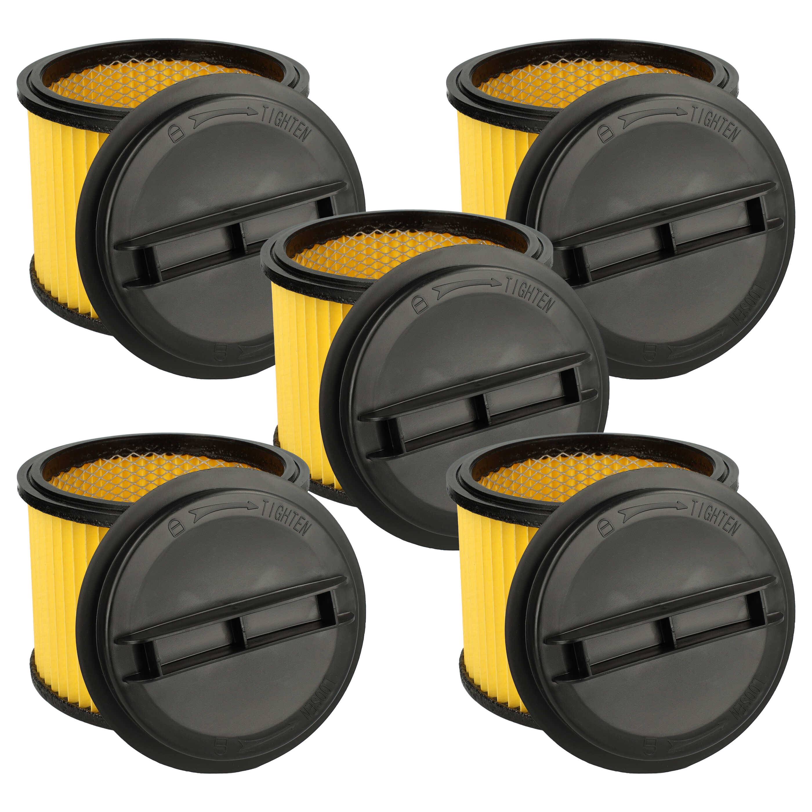 vhbw 5x Faltenfilter Ersatz für Einhell 2342175, 23.511.13, 2342167, 23.424.25, 23.421.75, 23.421.67 für Staubsauger - Patronenfilter Gelb Schwarz