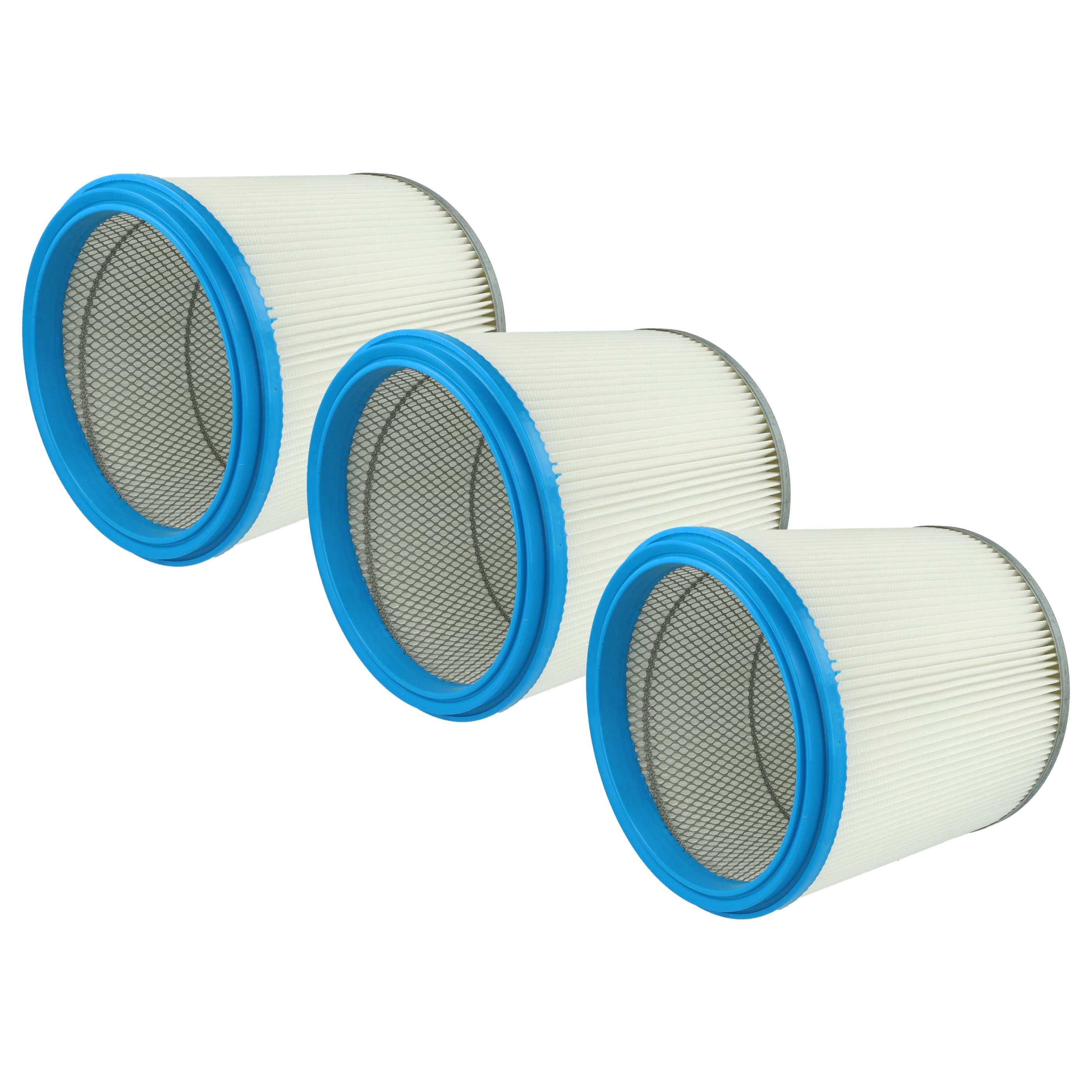 vhbw 3x Faltenfilter kompatibel mit Hilti TDA-VC40U, TDA-VC60, TDA-VC60U Staubsauger - Patronenfilter, Blau Silber Weiß, Abwaschbar