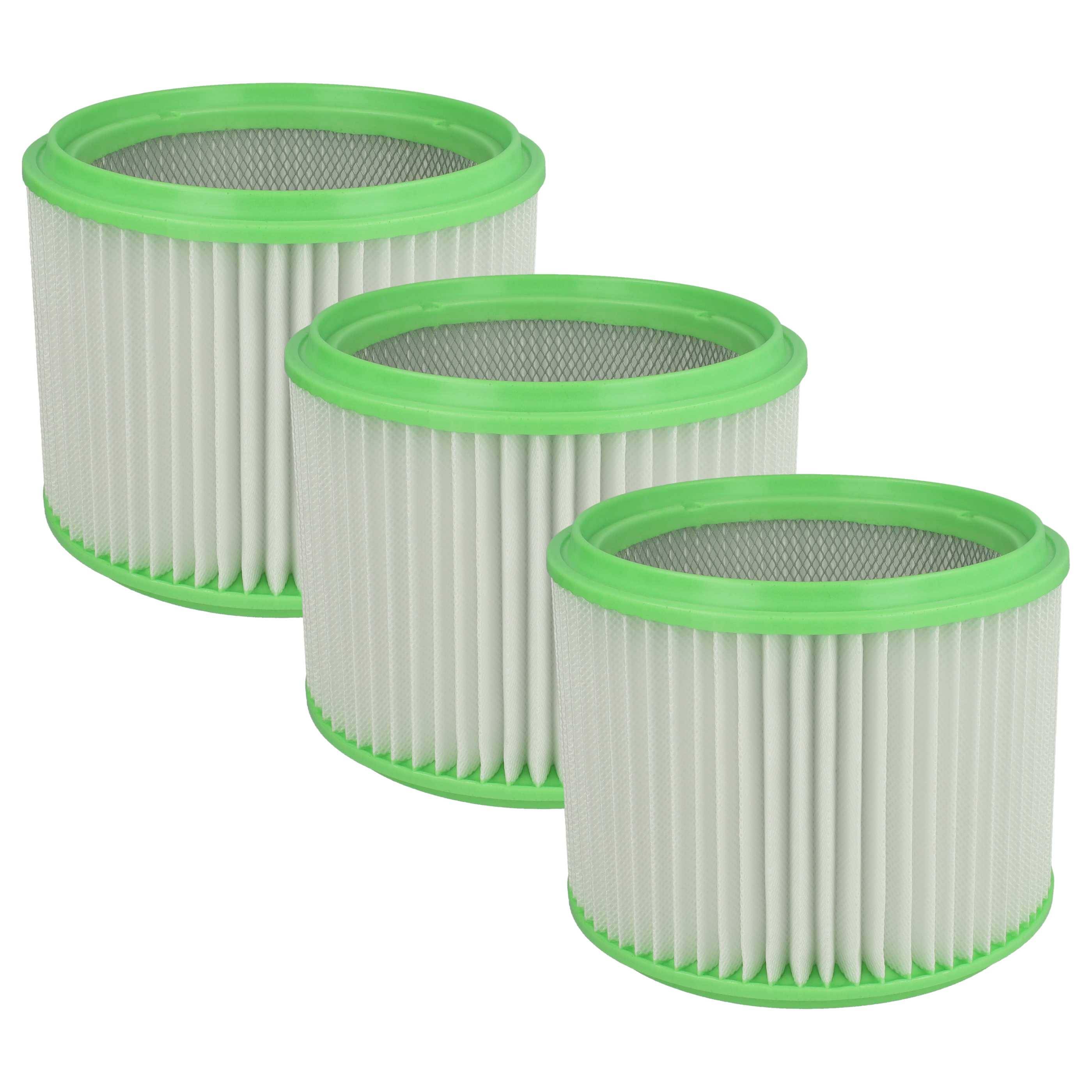 vhbw 3x Faltenfilter kompatibel mit Gisowatt Brico 220 P / X, Brico 235 P, Brico 230, Brico 230 P / X Staubsauger - Patronenfilter, Grün Weiß