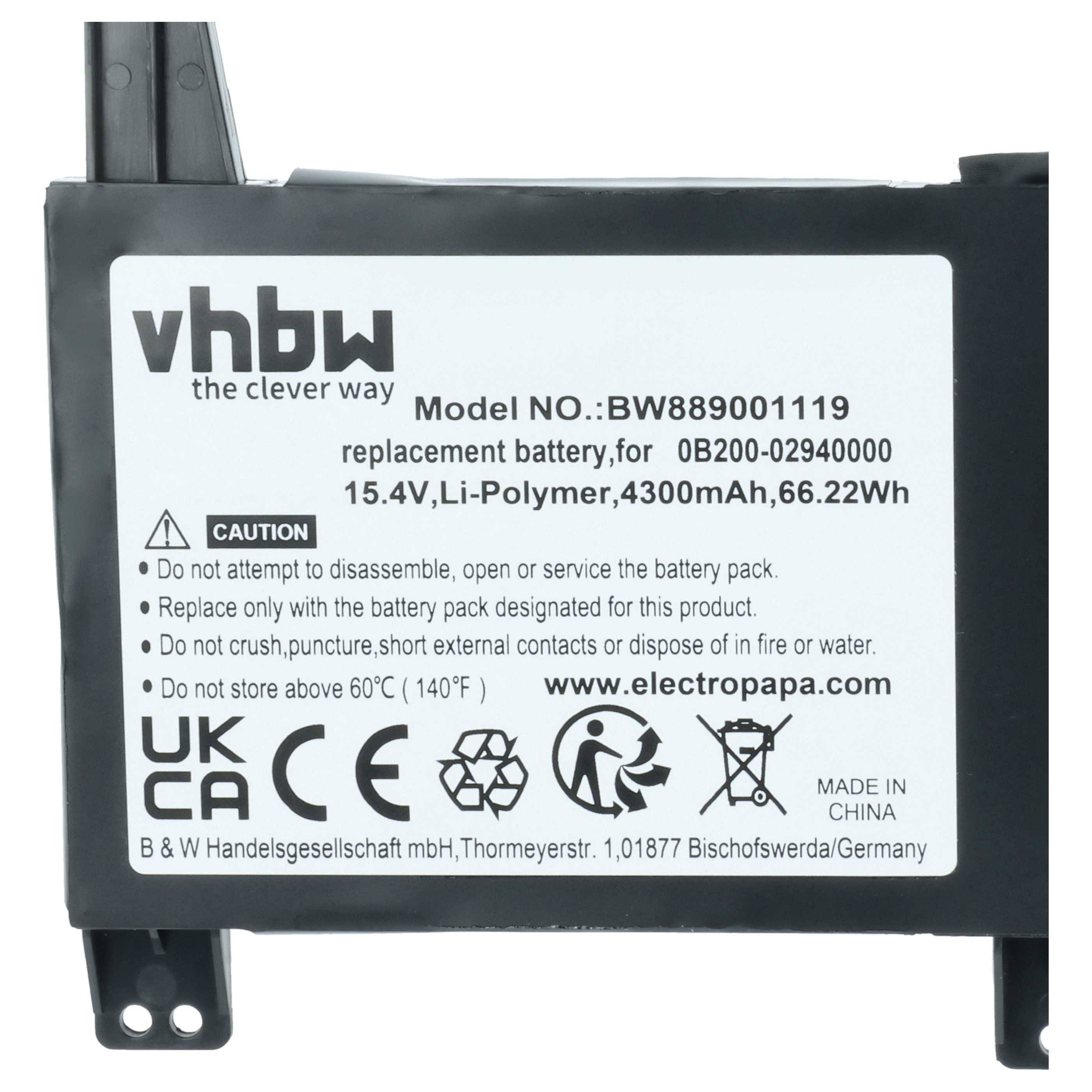 vhbw 1x Akku kompatibel mit Asus ROG Strix Scar 17 G732LV-EV052T, G732, G732LV-EV029T Notebook (4300 mAh, 15,4 V, Li-Polymer)