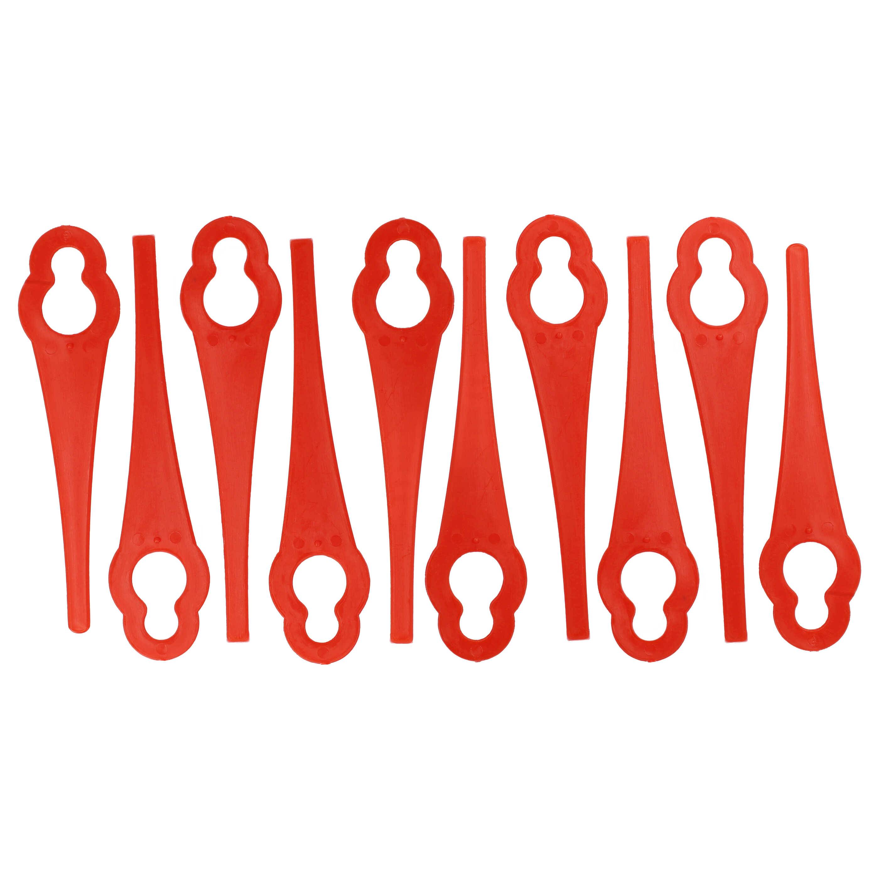 vhbw 10x Ersatz-Messer kompatibel mit Bosch ART 23 Easytrim Accu, ART 23 LI Rasentrimmer - Ersatzklinge Rot, Nylon / Kunststoff