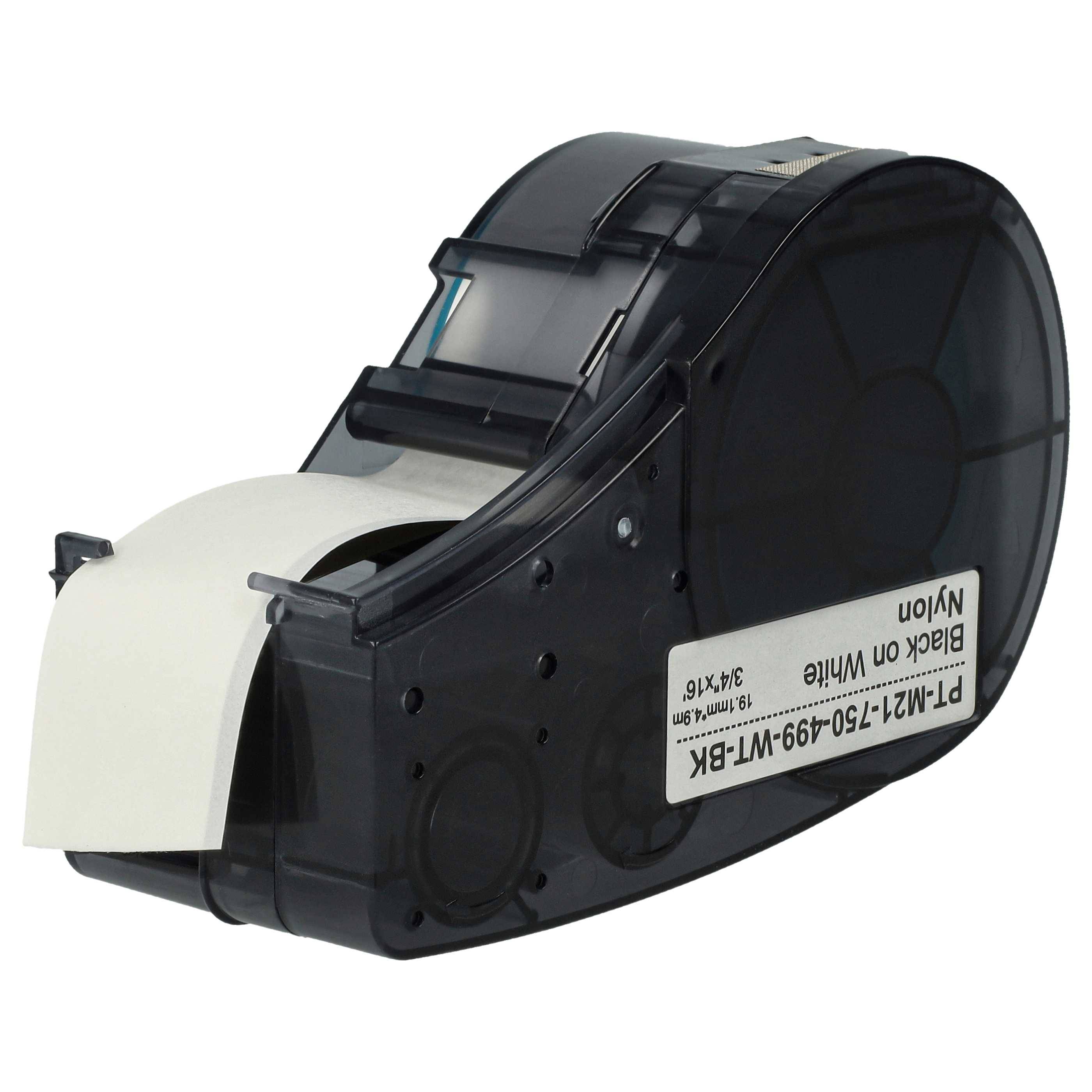 vhbw 1x Schriftband-Kassette Ersatz für Brady BM21-750-499 für Etiketten-Drucker 19,05mm Schwarz auf Weiß, Nylon