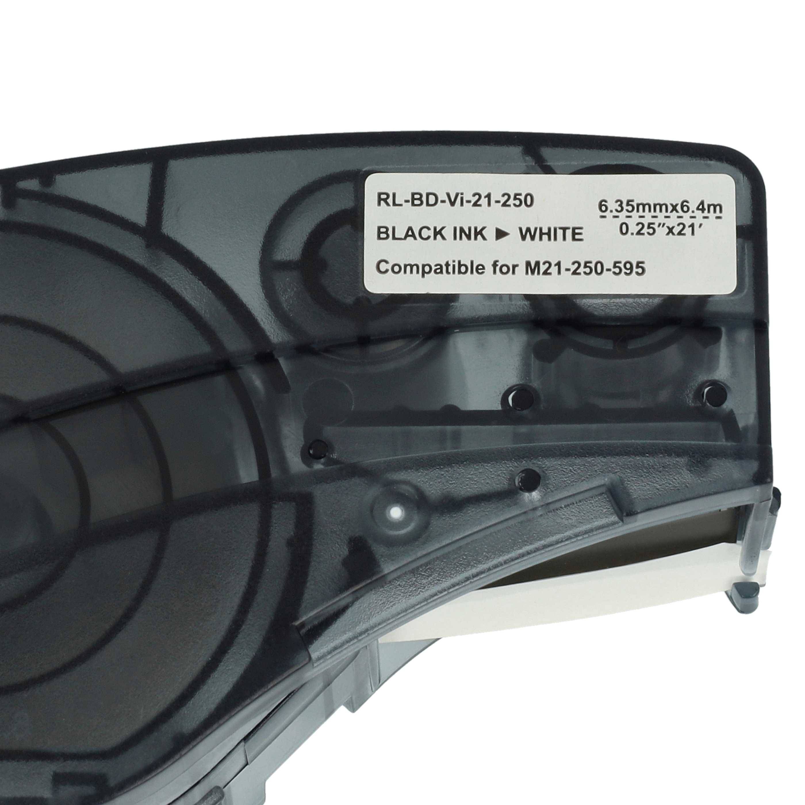 vhbw 5x Schriftband-Kassette Ersatz für Brady M21-250-595-WT für Etiketten-Drucker 6,35mm Schwarz auf Weiß, Vinyl
