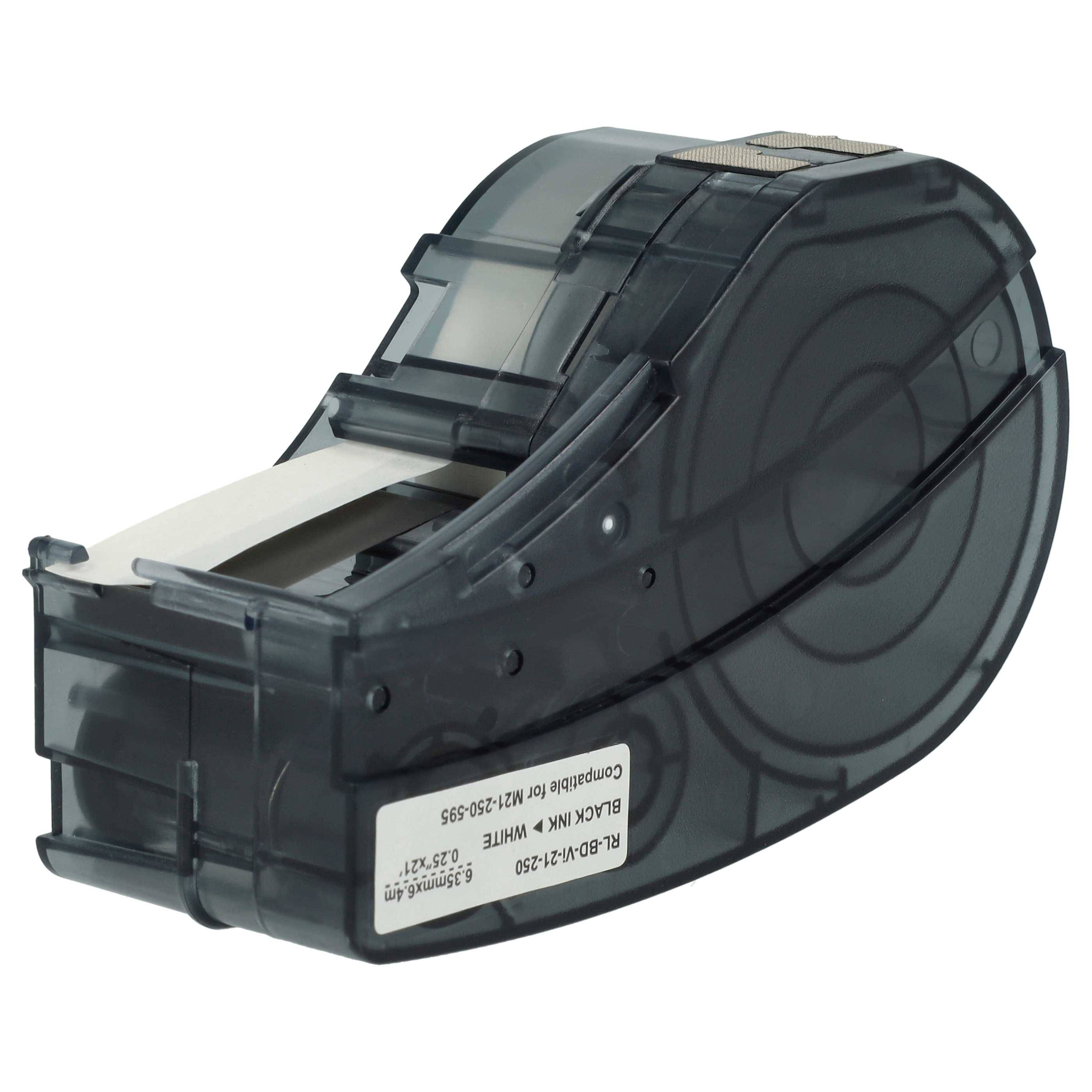 vhbw 1x Schriftband-Kassette kompatibel mit Brady M210-LAB, M211 Etiketten-Drucker 6,35mm Schwarz auf Weiß, Vinyl