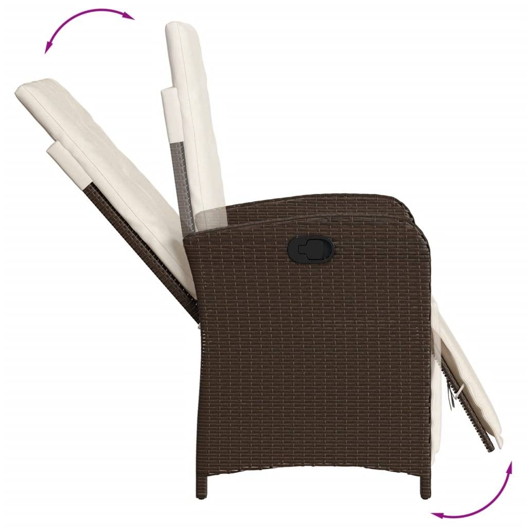 vidaXL 9-tlg. Garten-Essgruppe mit Kissen Braun Poly Rattan