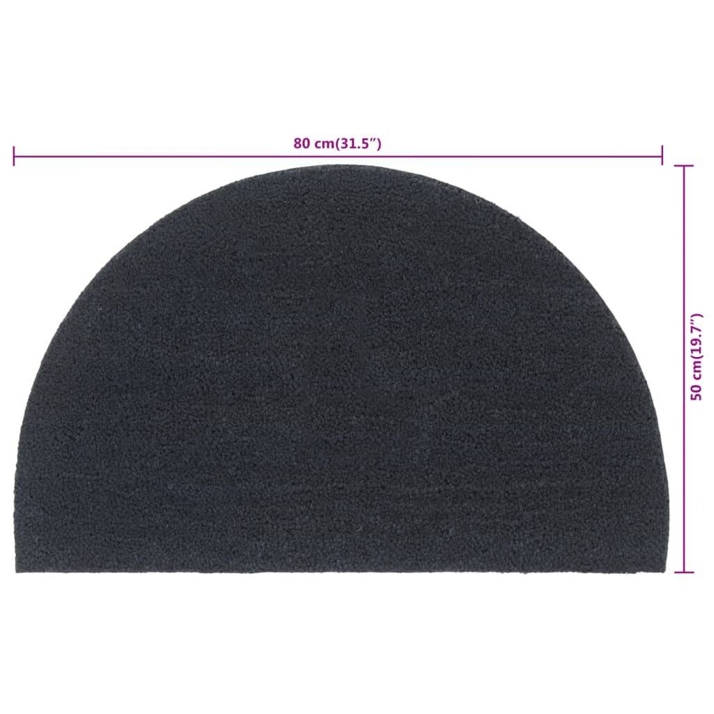 vidaXL Fußmatte Dunkelgrau Halbrund 50x80 cm Kokosfaser Getuftet