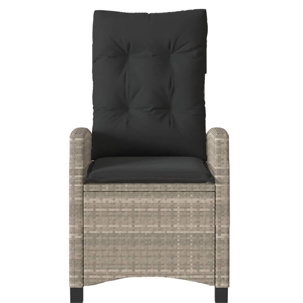 vidaXL Gartensessel mit Kissen Verstellbar Hellgrau Poly Rattan