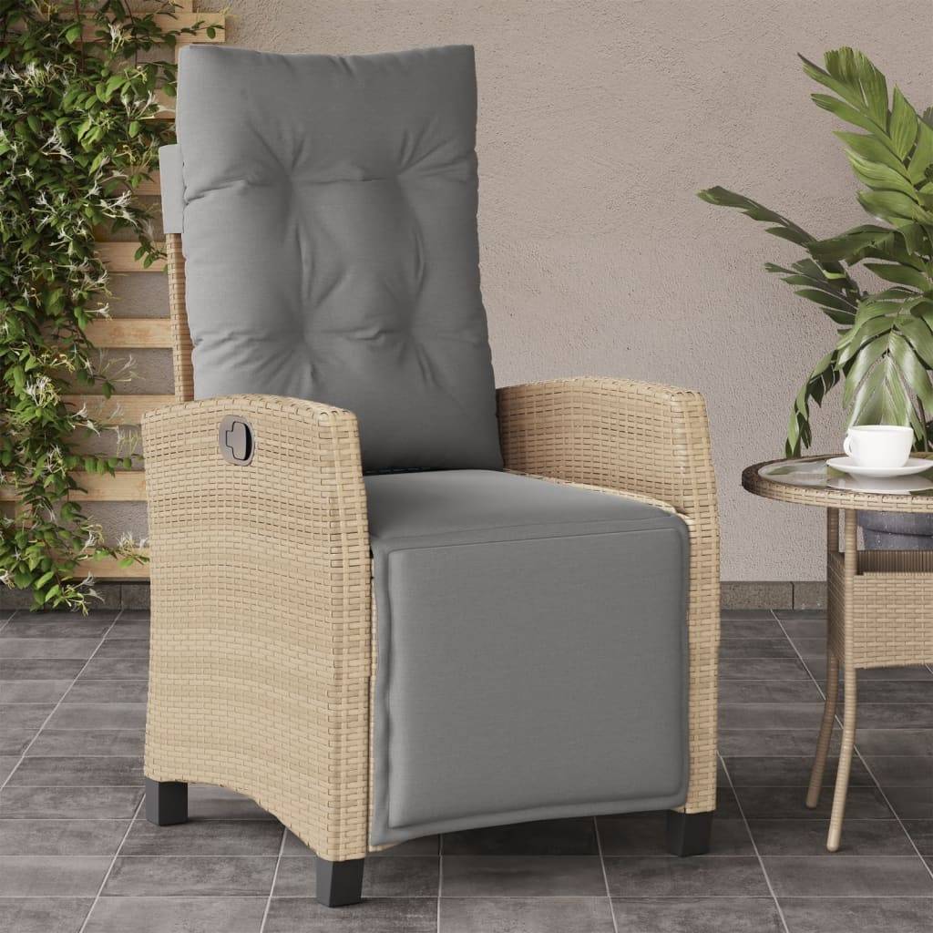 vidaXL Gartensessel mit Fußteil Verstellbar Beigemischung Poly Rattan