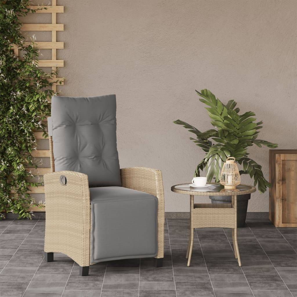 vidaXL Gartensessel mit Fußteil Verstellbar Beigemischung Poly Rattan