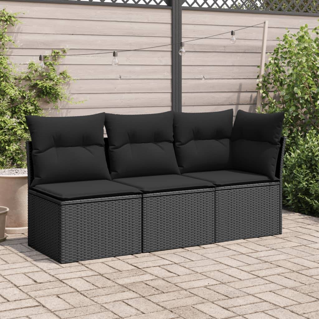 vidaXL Gartensessel ohne Armlehnen mit Kissen Schwarz Poly Rattan