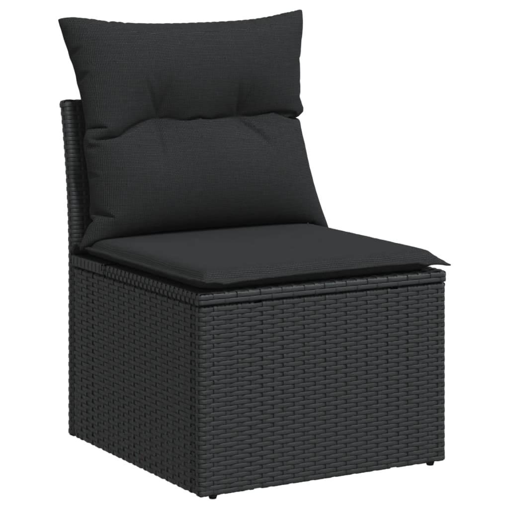 vidaXL Gartensessel ohne Armlehnen mit Kissen Schwarz Poly Rattan