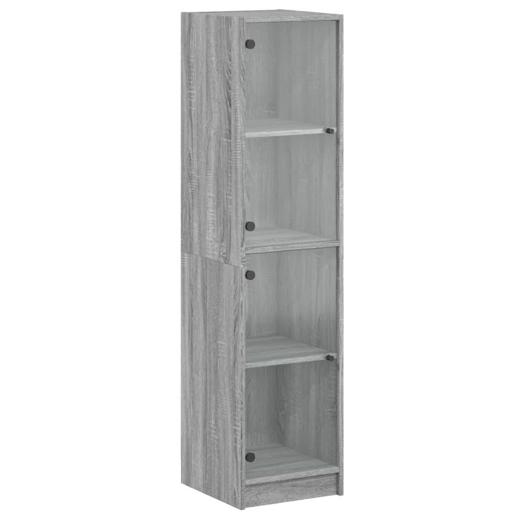 vidaXL Highboard mit Glastüren Grau Sonoma 35x37x142 cm