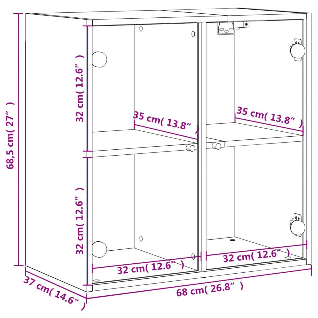 vidaXL Wandschrank mit Glastüren Grau Sonoma 68x37x68,5 cm