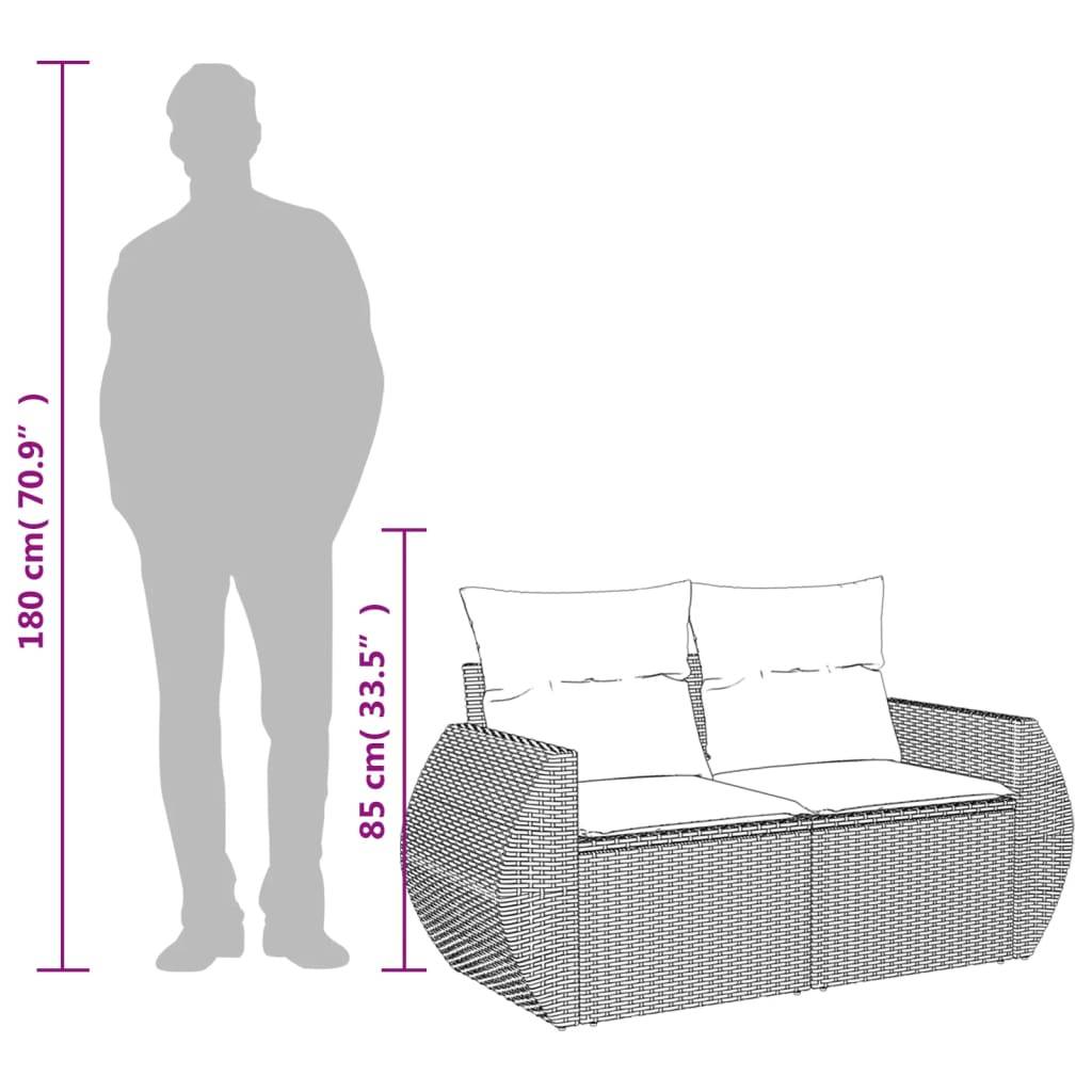 vidaXL Gartensofa mit Kissen 2-Sitzer Braun Poly Rattan