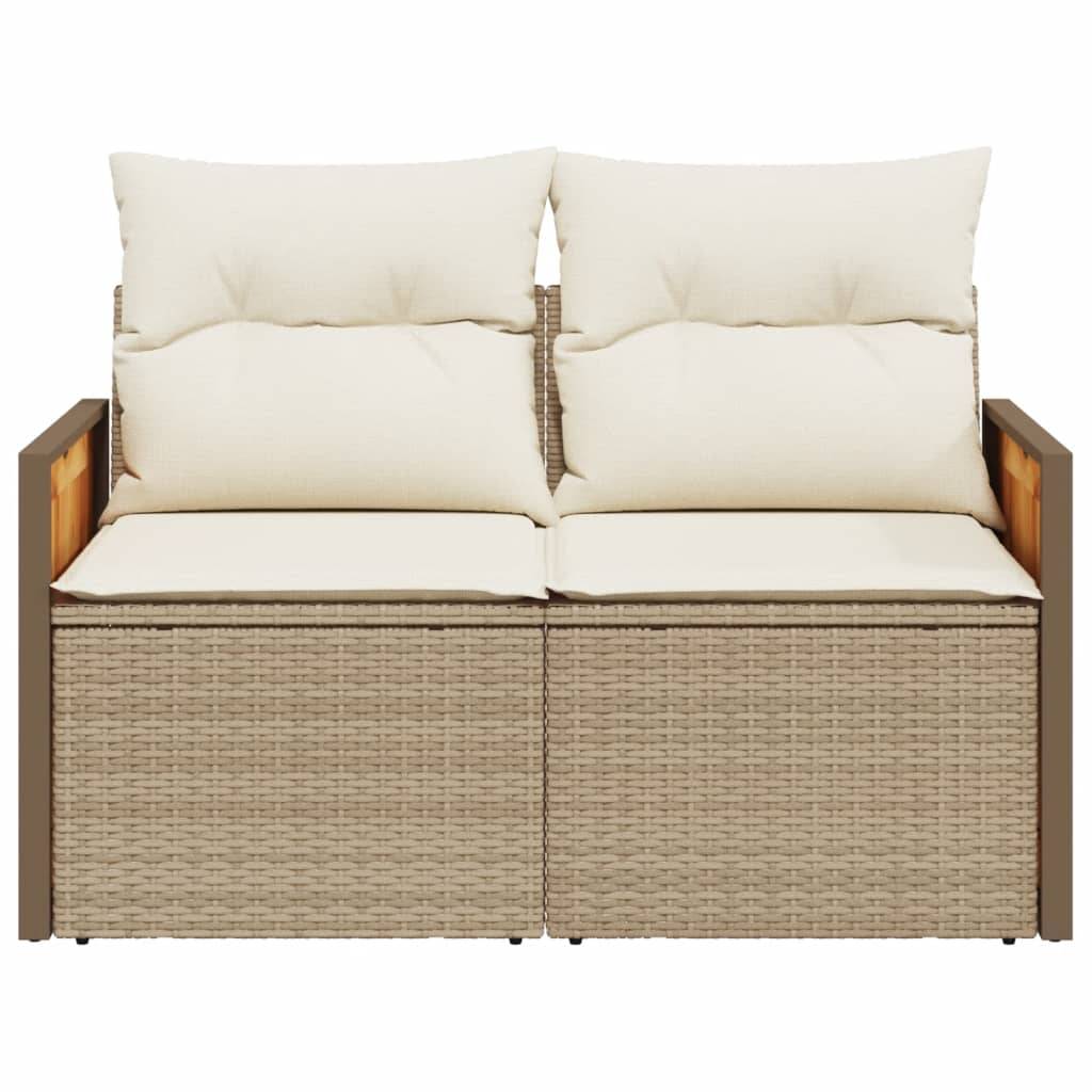 vidaXL Gartensofa mit Kissen 2-Sitzer Beige Poly Rattan