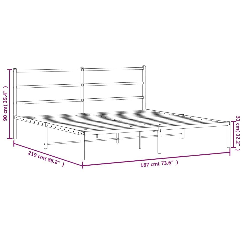 vidaXL Bettgestell mit Kopfteil Metall Schwarz 183x213 cm