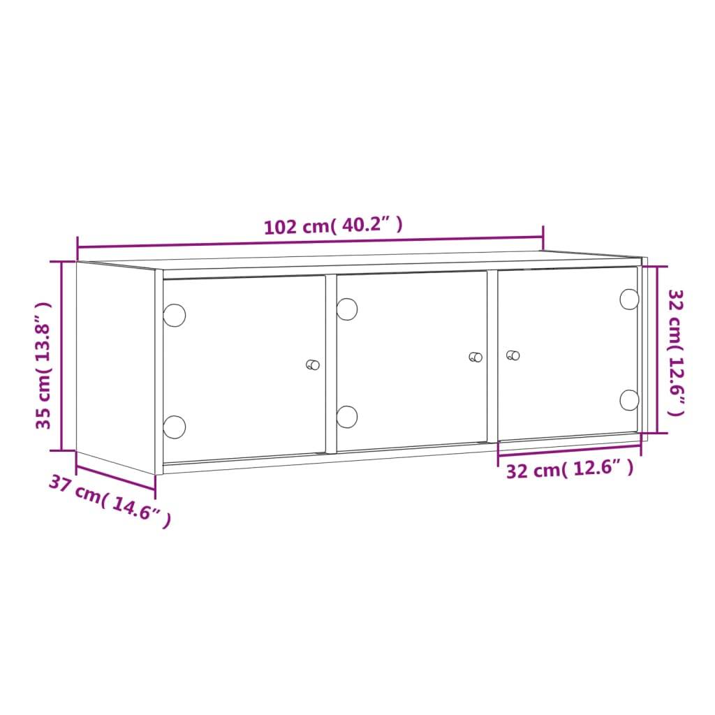 vidaXL Wandschrank mit Glastüren Weiß 102x37x35 cm