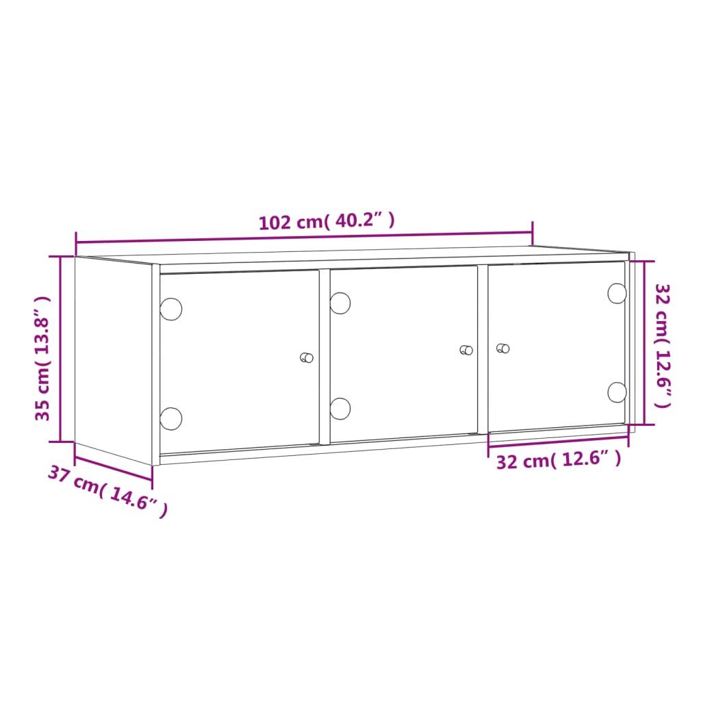 vidaXL Wandschrank mit Glastüren Räuchereiche 102x37x35 cm