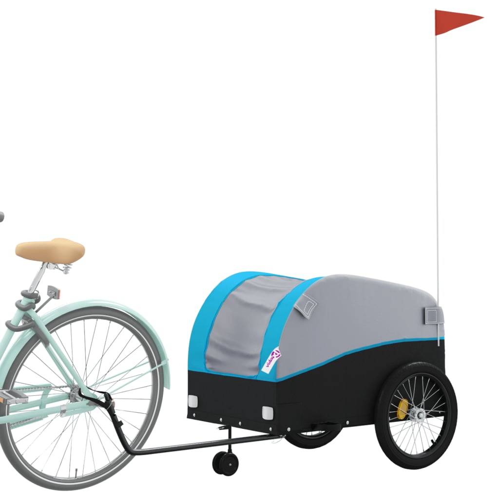 vidaXL Fahrradanhänger Schwarz und Blau 45 kg Eisen