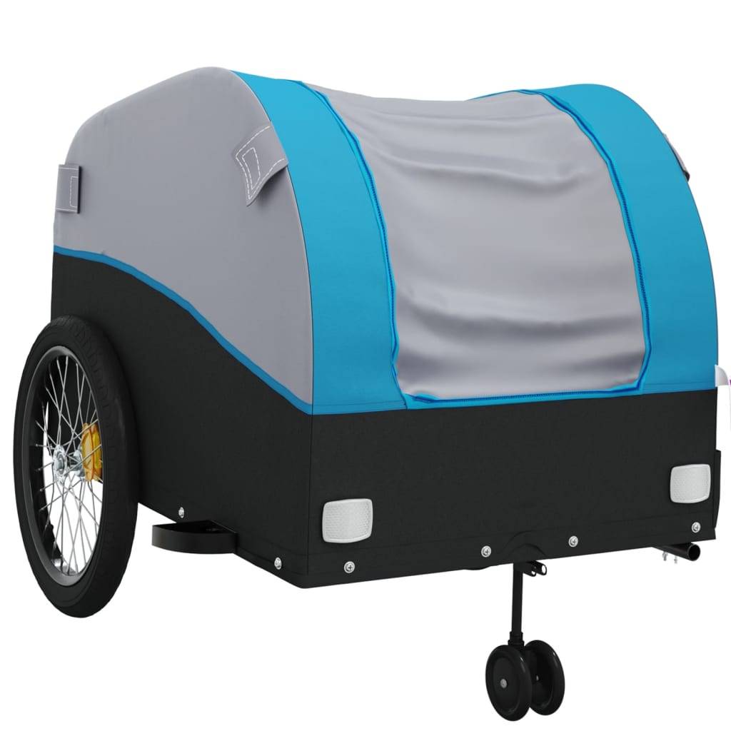 vidaXL Fahrradanhänger Schwarz und Blau 45 kg Eisen