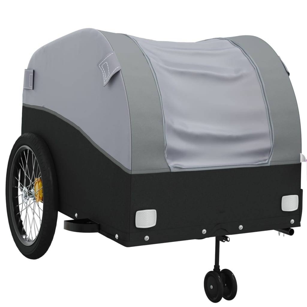 vidaXL Fahrradanhänger Schwarz und Grau 45 kg Eisen