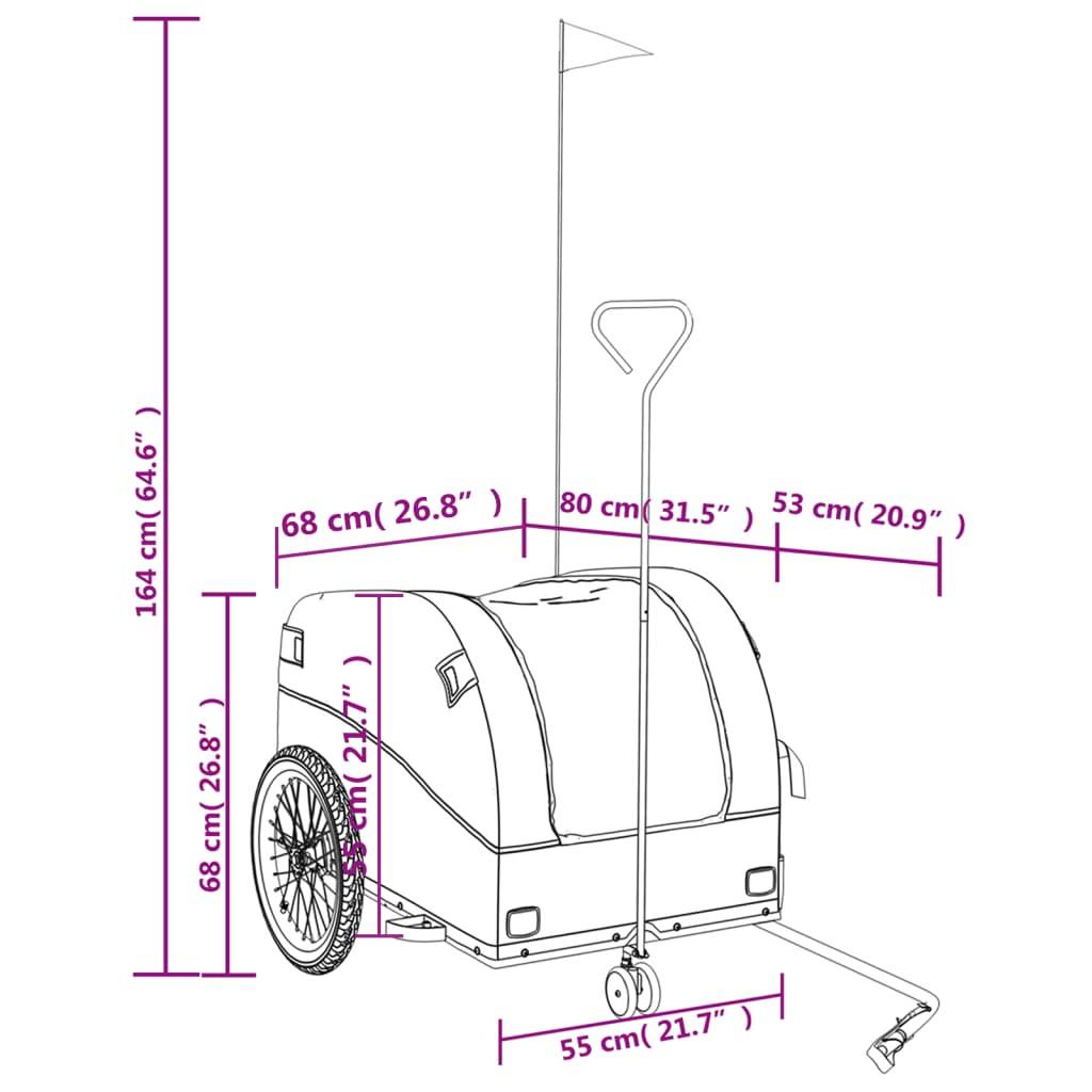 vidaXL Fahrradanhänger Schwarz und Grau 45 kg Eisen