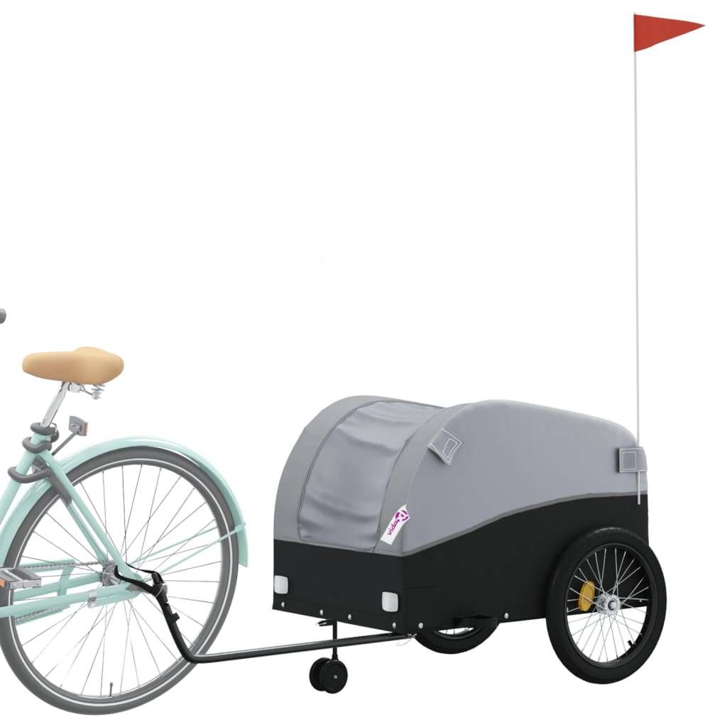 vidaXL Fahrradanhänger Schwarz und Grau 45 kg Eisen