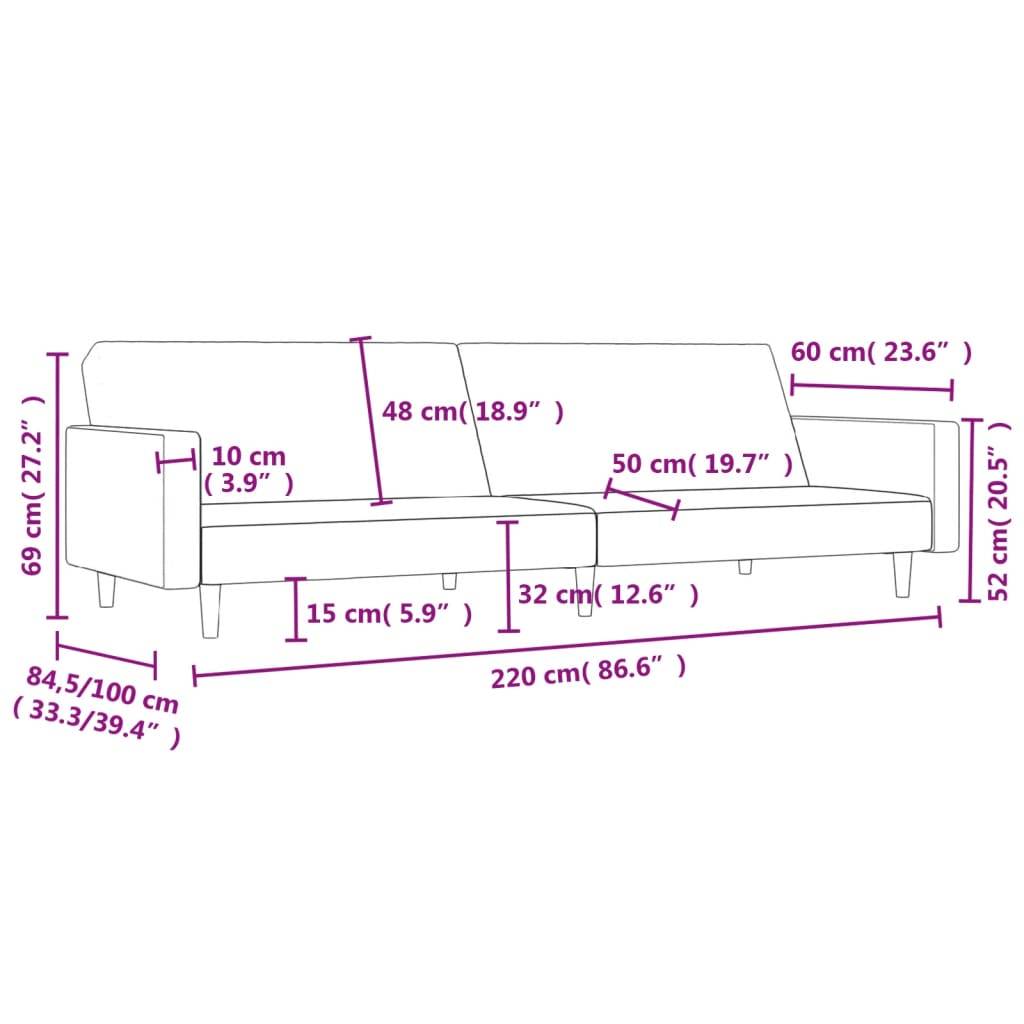 vidaXL Schlafsofa 2-Sitzer Hellgrau Stoff