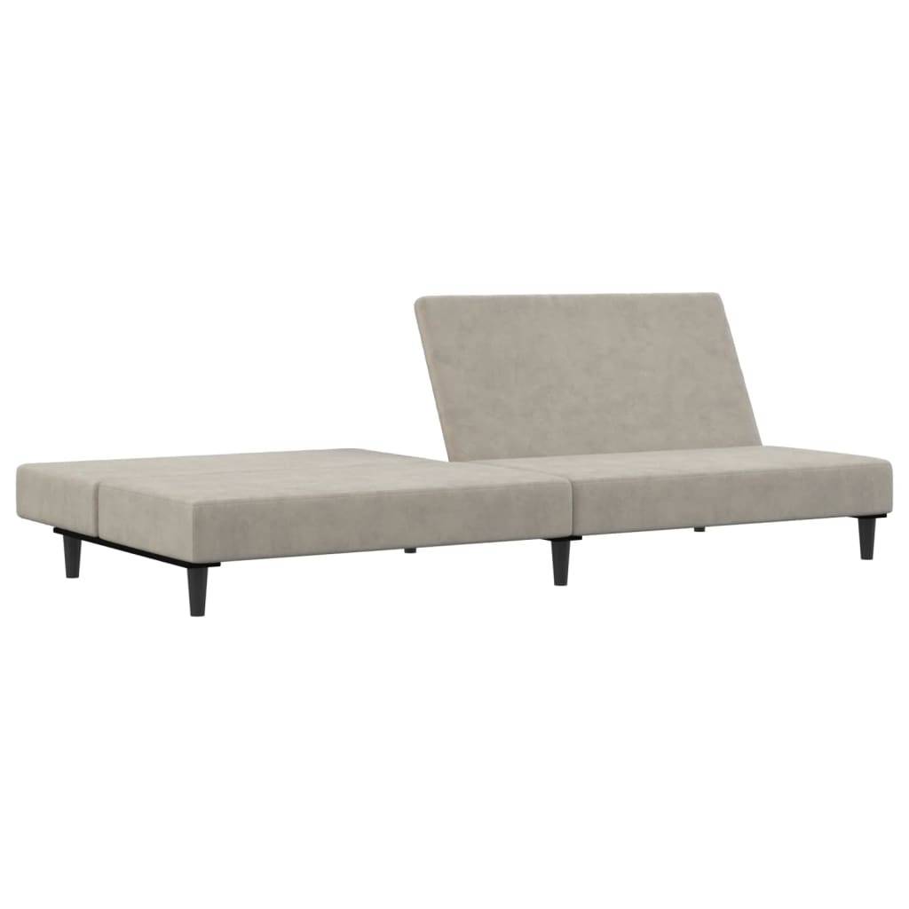 vidaXL Schlafsofa 2-Sitzer Hellgrau Samt