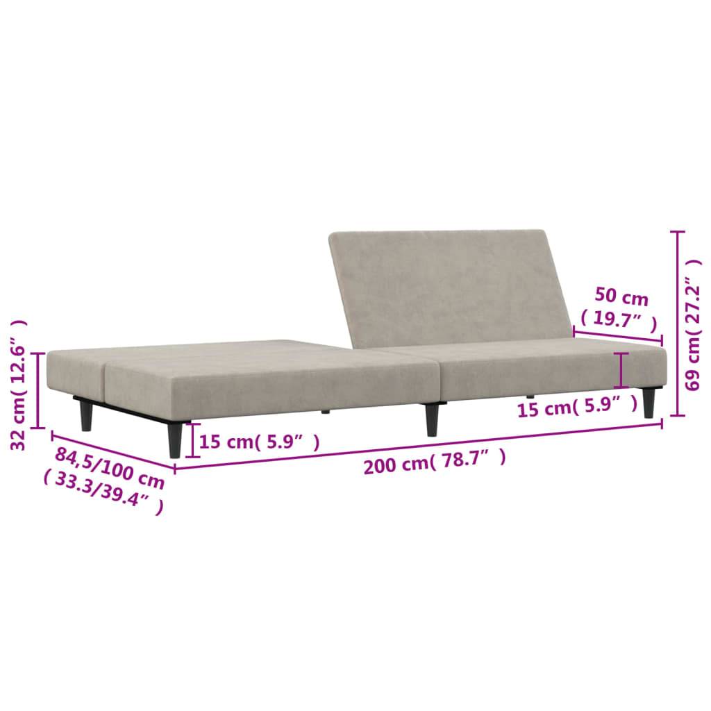 vidaXL Schlafsofa 2-Sitzer Hellgrau Samt