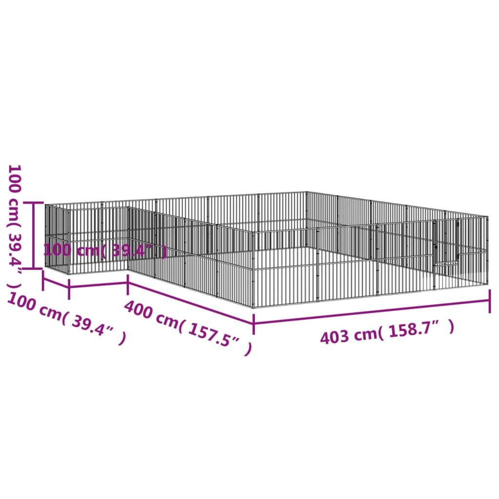 vidaXL Hundelaufstall 20-tlg. Schwarz Verzinkter Stahl