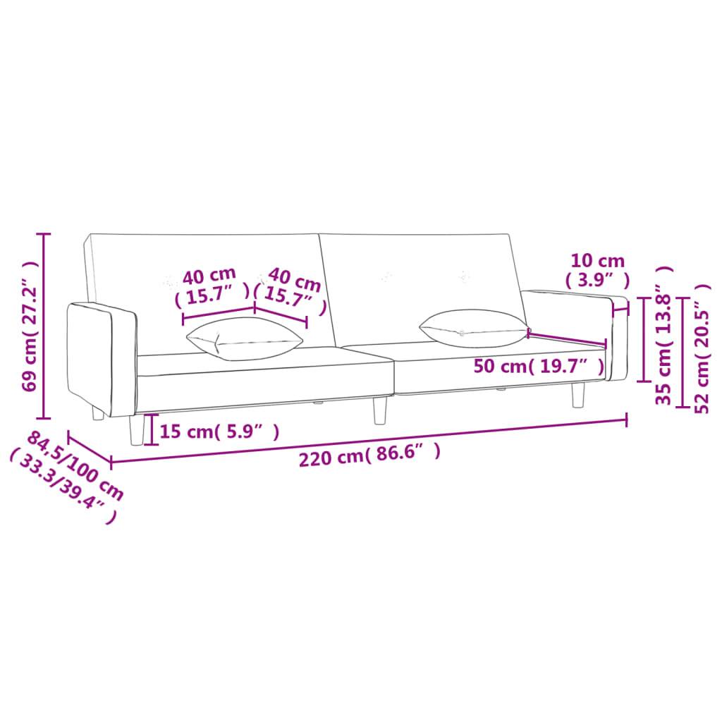 vidaXL Schlafsofa 2-Sitzer mit 2 Kissen Weinrot Stoff