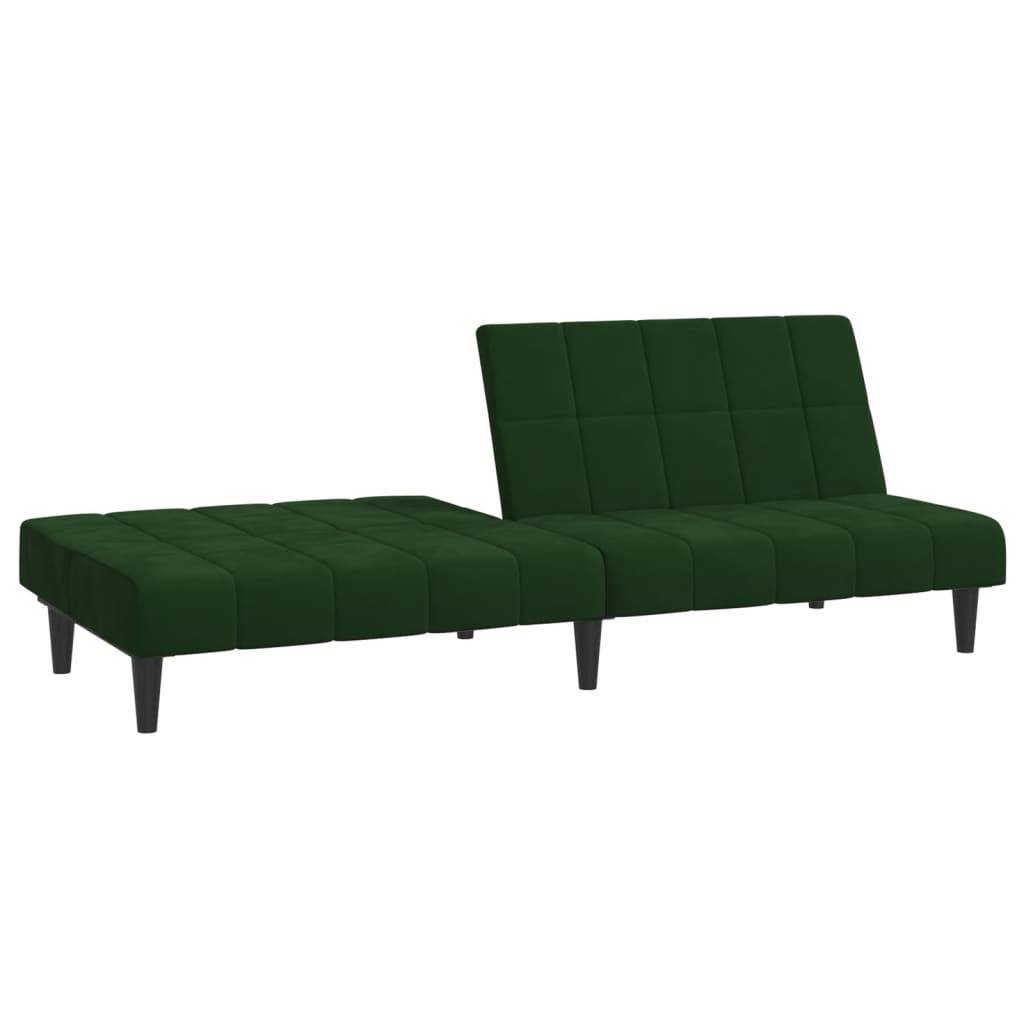 vidaXL Schlafsofa 2-Sitzer Dunkelgrün Samt