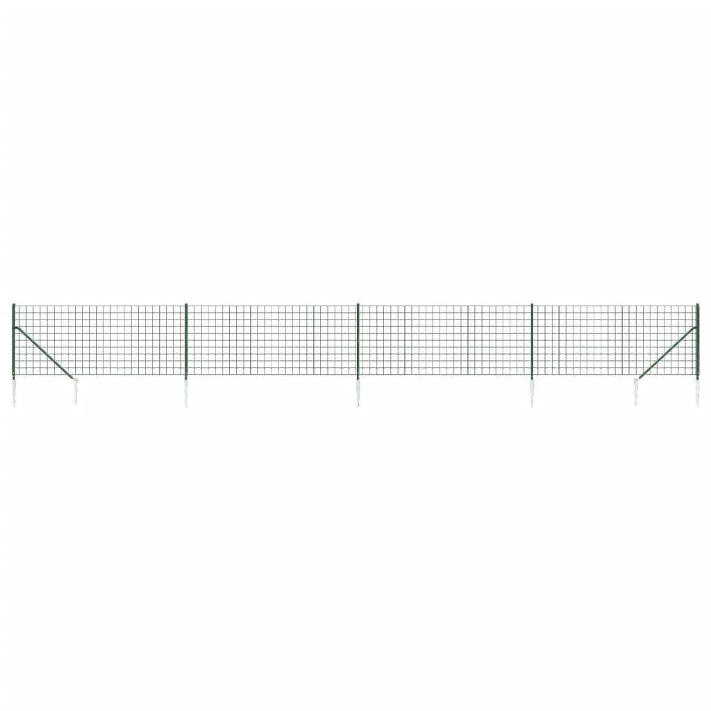 vidaXL Maschendrahtzaun mit Bodenhülsen Grün 1,1x10 m