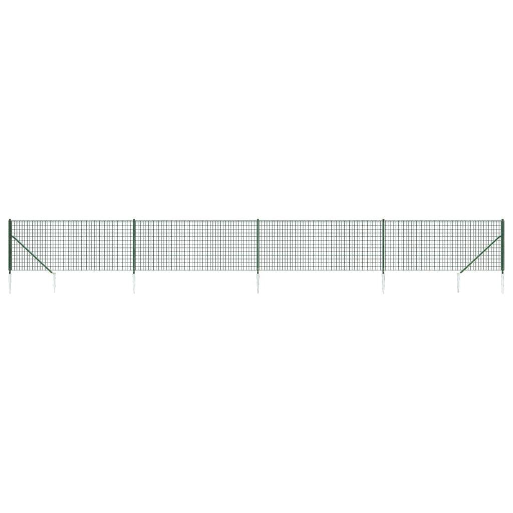vidaXL Maschendrahtzaun mit Bodenhülsen Grün 0,8x10 m