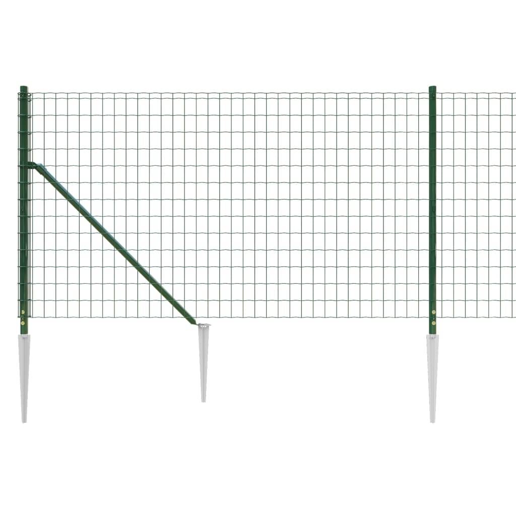 vidaXL Maschendrahtzaun mit Bodenhülsen Grün 0,8x10 m