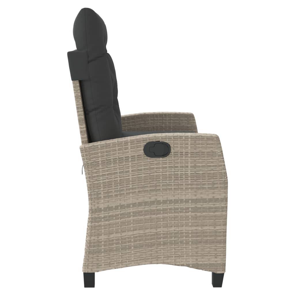 vidaXL Gartenbank Verstellbar mit Kissen Hellgrau Poly Rattan