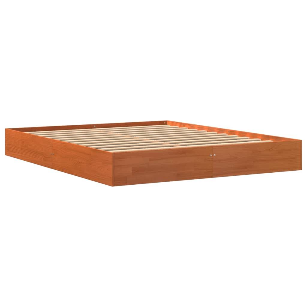 vidaXL Massivholzbett ohne Matratze Wachsbraun 160x200 Kiefernholz