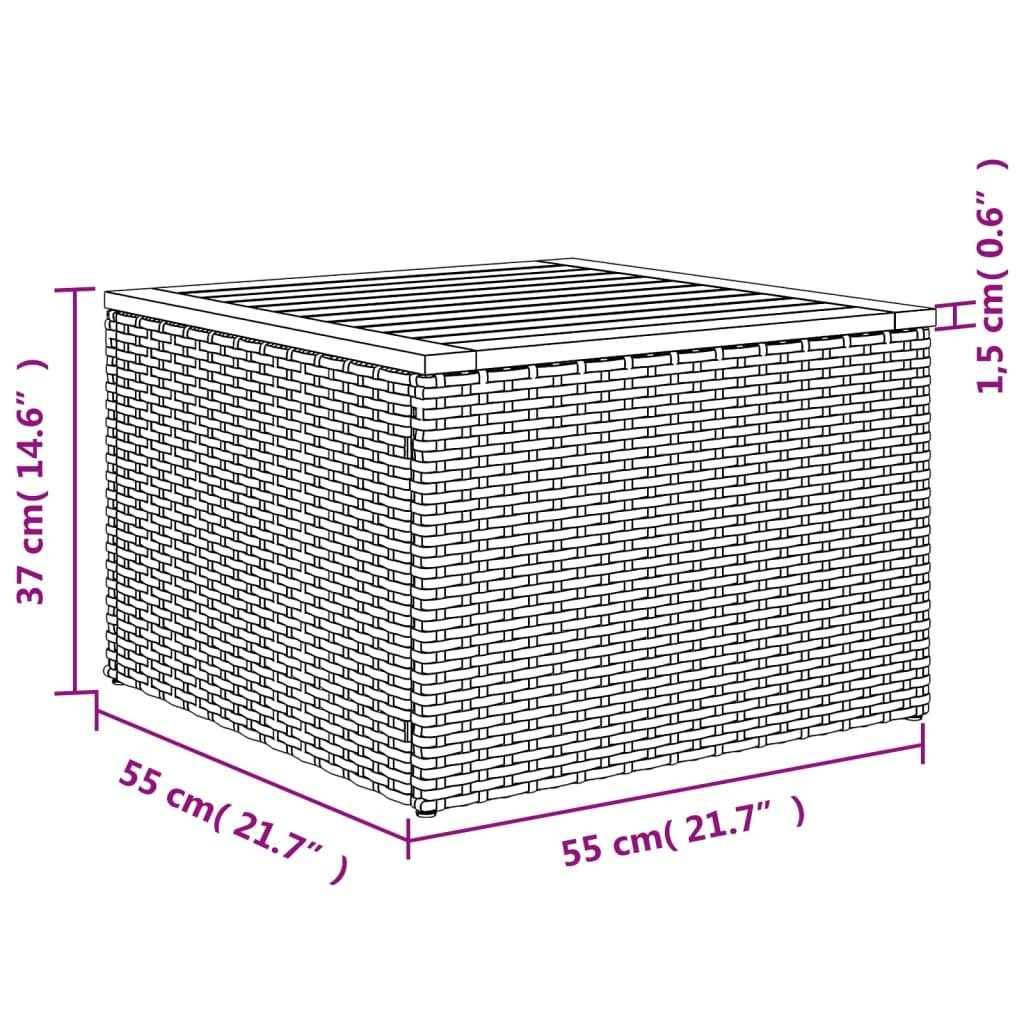 vidaXL Gartentisch Beige 55x55x37 cm Poly Rattan und Akazienholz
