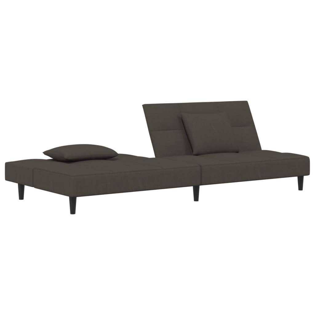 vidaXL Schlafsofa 2-Sitzer mit 2 Kissen Dunkelgrau Samt