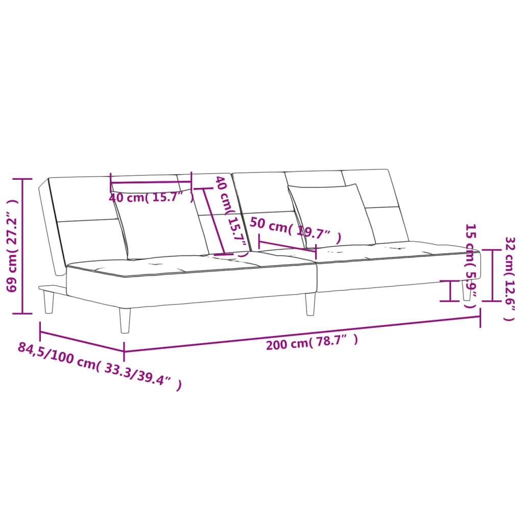 vidaXL Schlafsofa 2-Sitzer mit 2 Kissen Blau Samt